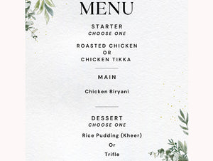Menu 1 - Minimum 20 people - £13/head