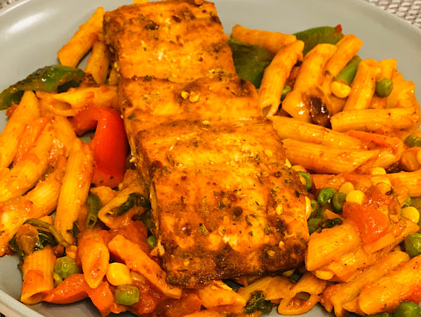 Cod fish with Vegetable Pasta