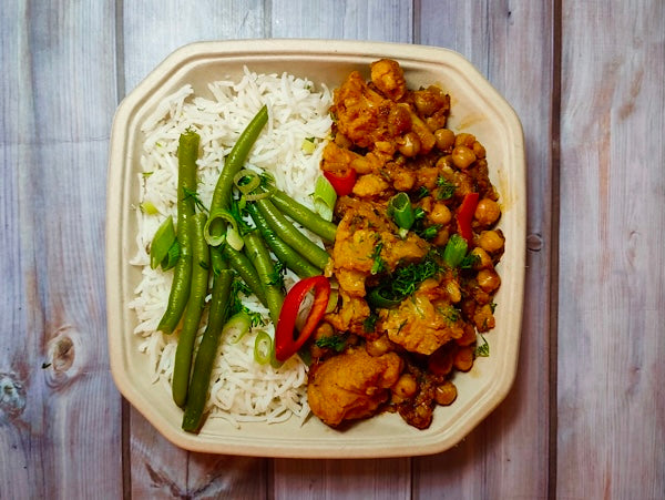 Cauliflower and Chickpea Tikka Masala with Rice (Vegan) - Meal Prep